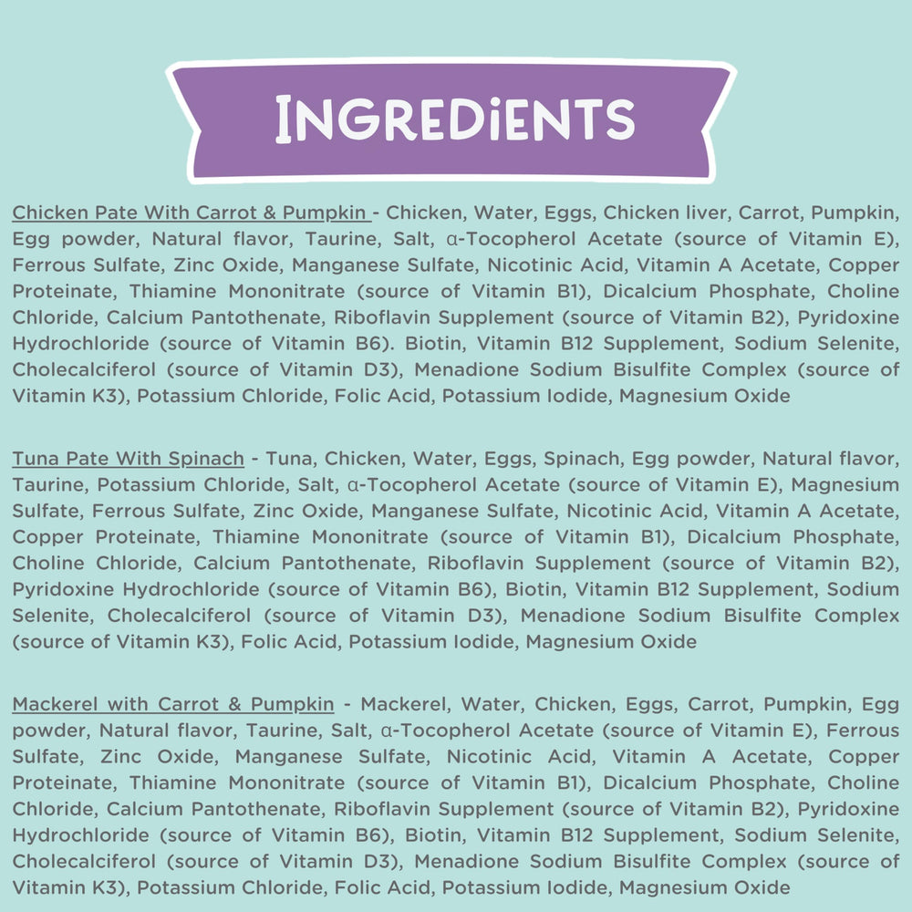 LOVE NALA tuna pate ingredients closeup shows natural ingredients and fiber blend.