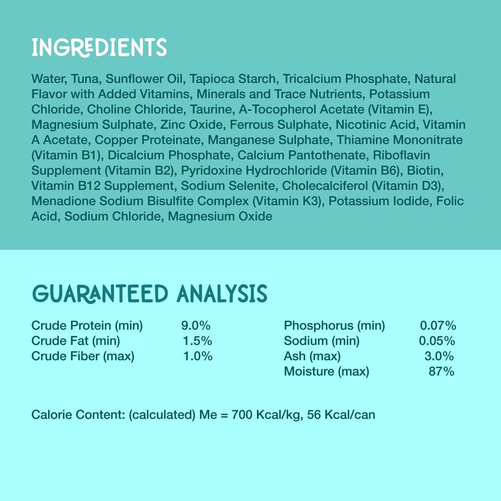 Ingredient focus: tuna sourcing label and non-GMO claim emphasizing sustainability