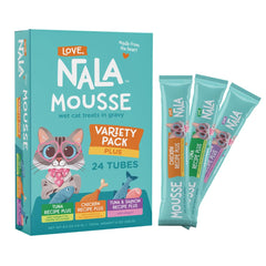 LOVE NALA variety plus pack mousse serve enhances meal time for cats.