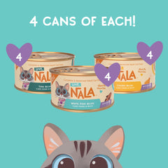 LOVE, NALA white fish flaked wet cat food offers grain-free nutrition.