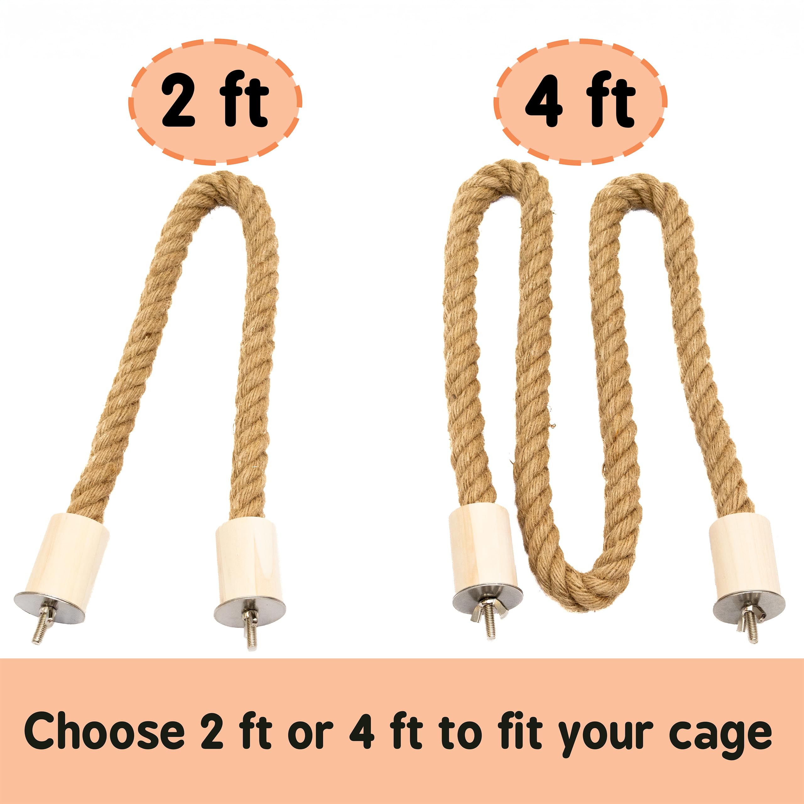 Lovely Little Flyers 3/4 inch rope perch provides comfortable, secure perching for active parrots.