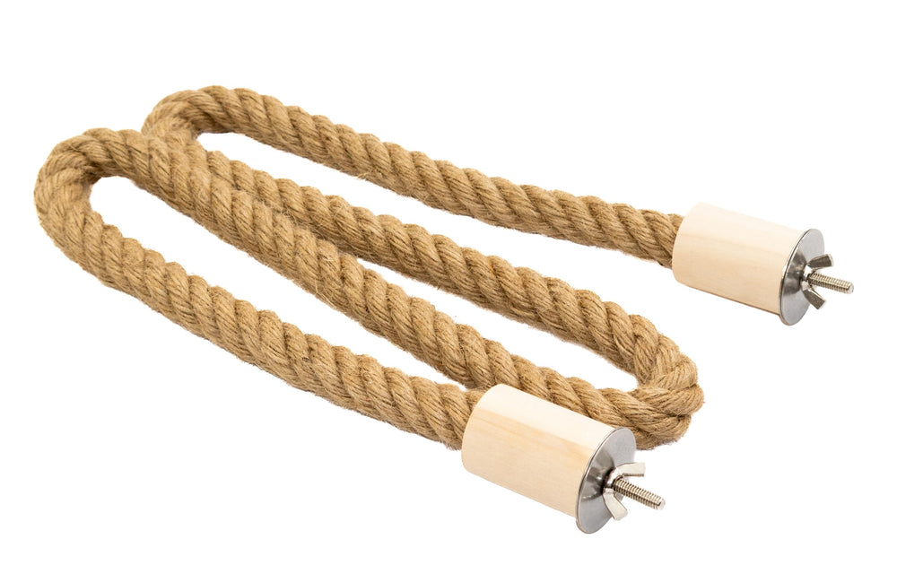 Lovely Little Flyers rope perch helps reduce boredom through daily shape changes.