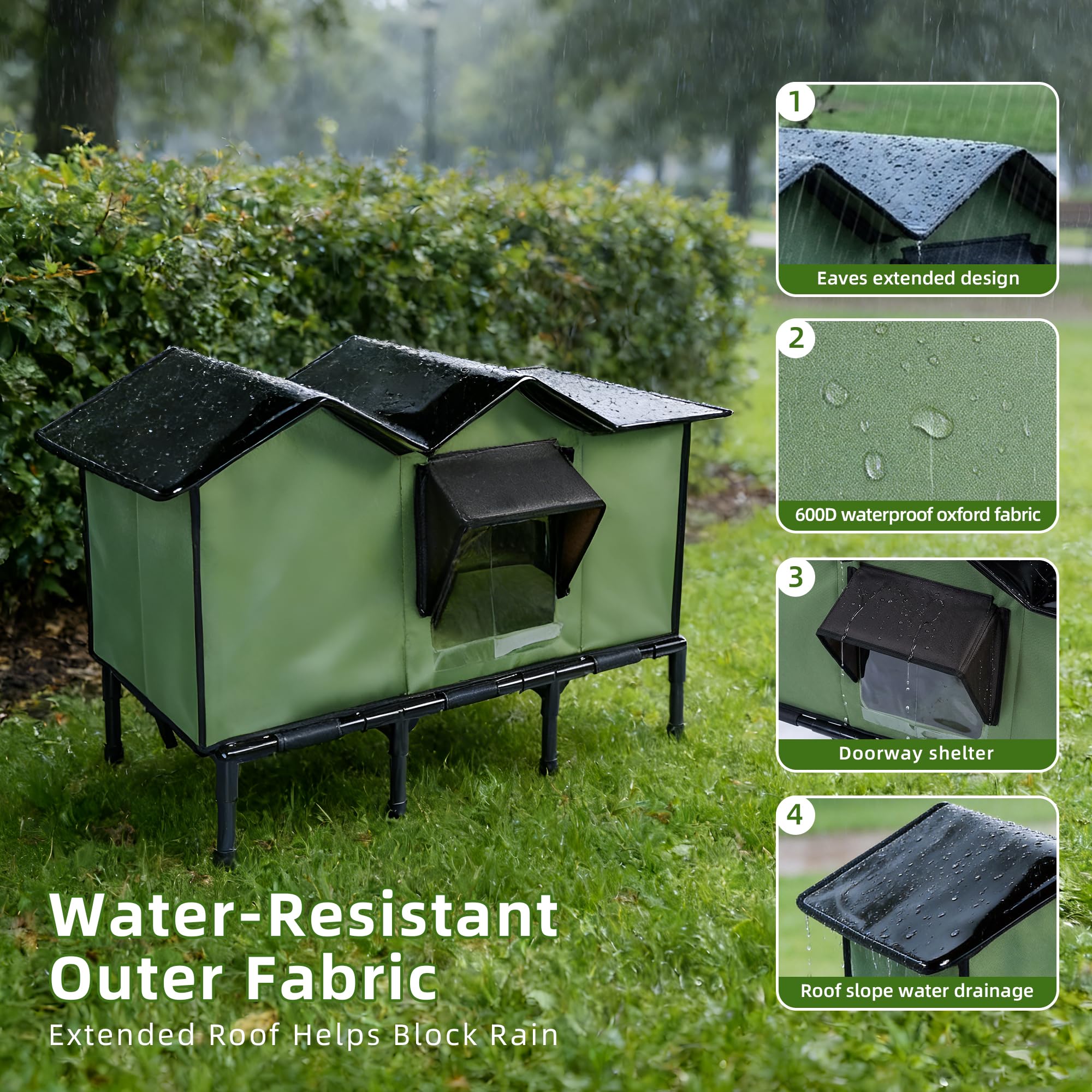 LOVEPals eaves design shields the entrance from rain and wind
