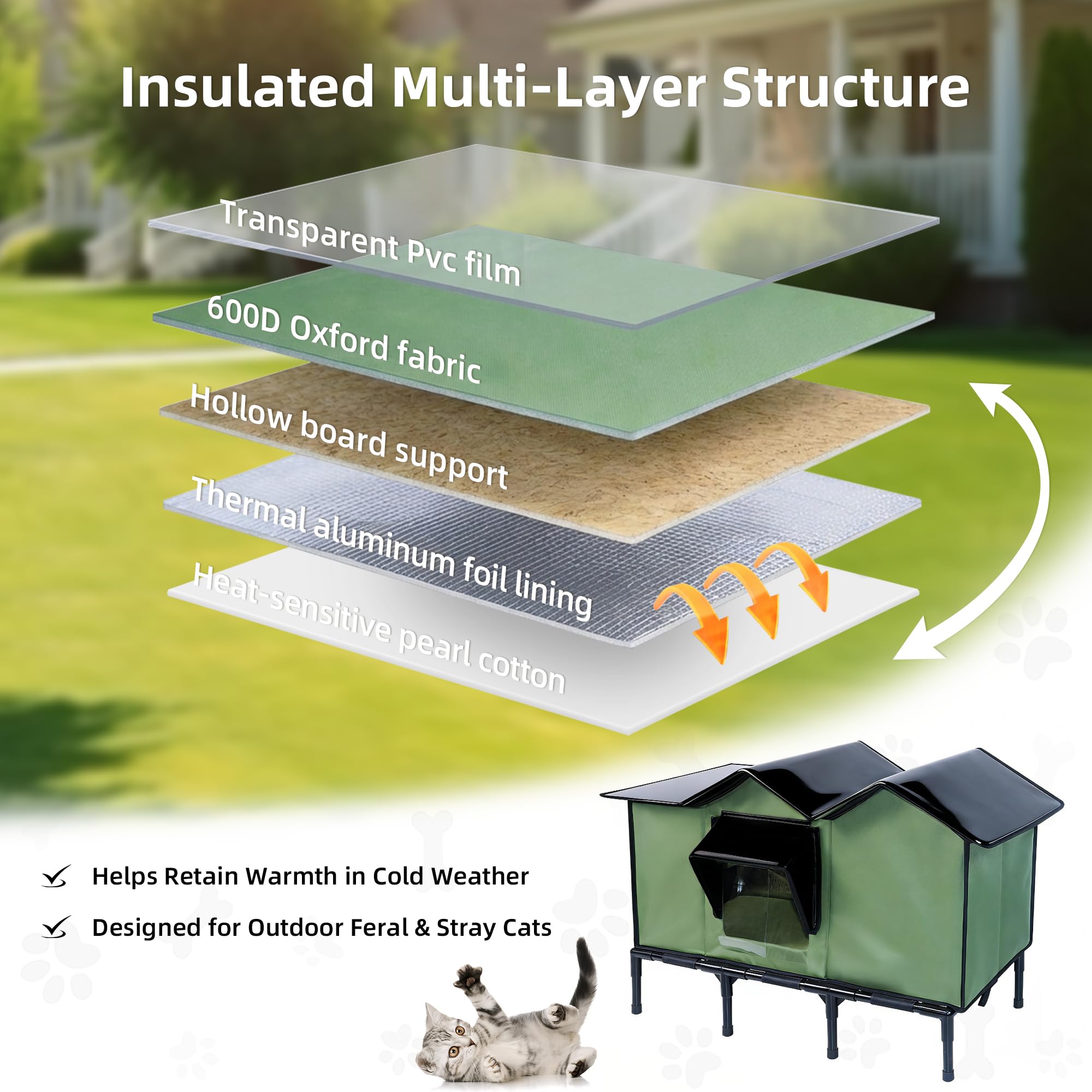 LOVEPals elevated shelter keeps cats dry and comfortable outdoors