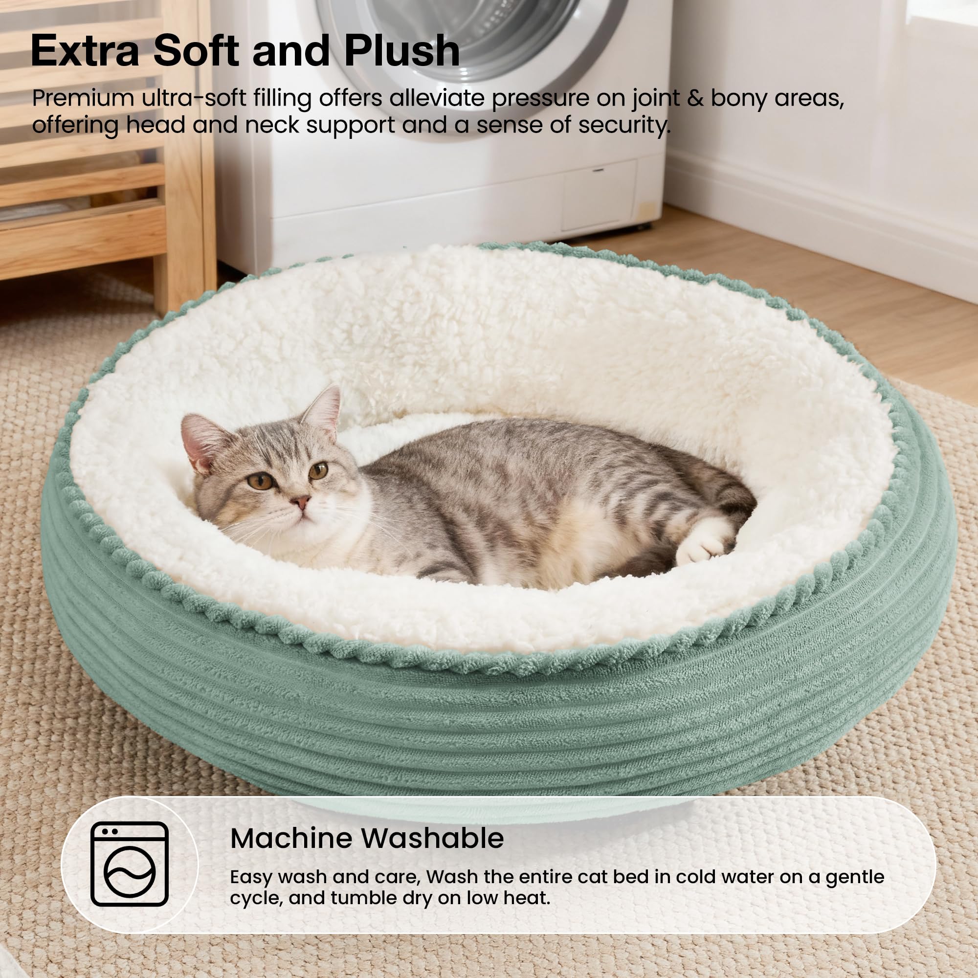 Love's cabin 20-inch round bed designed for cats and small dogs up to 11 lbs.