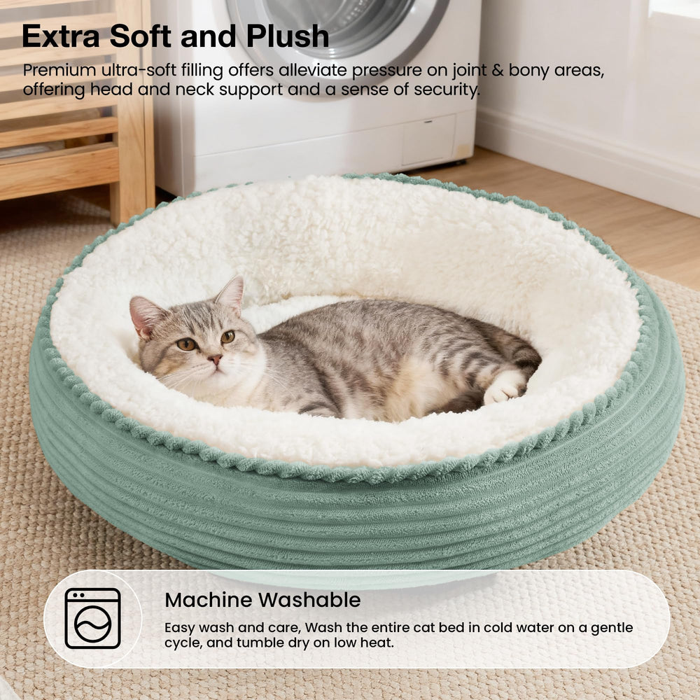 Love's cabin 20-inch round bed designed for cats and small dogs up to 11 lbs.