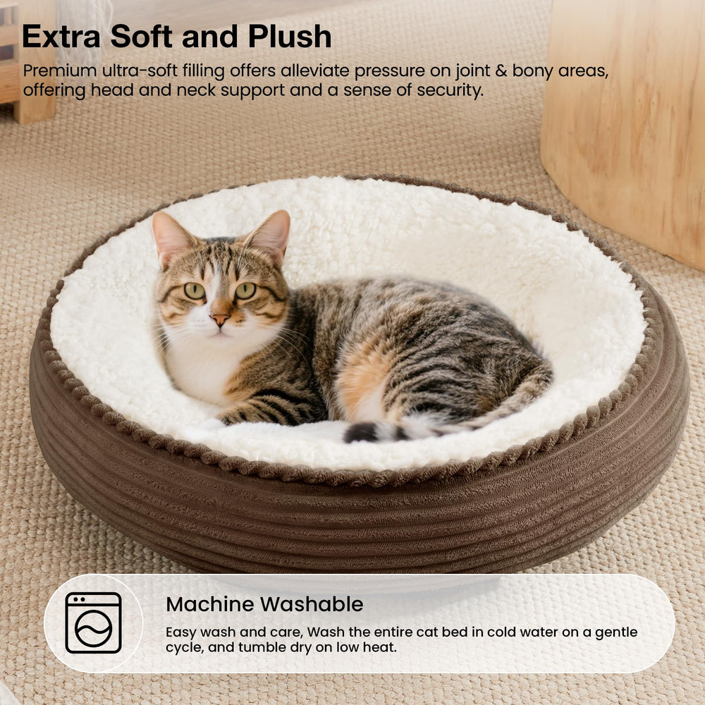 Love's cabin 20-inch round bed size suits cats and small dogs.