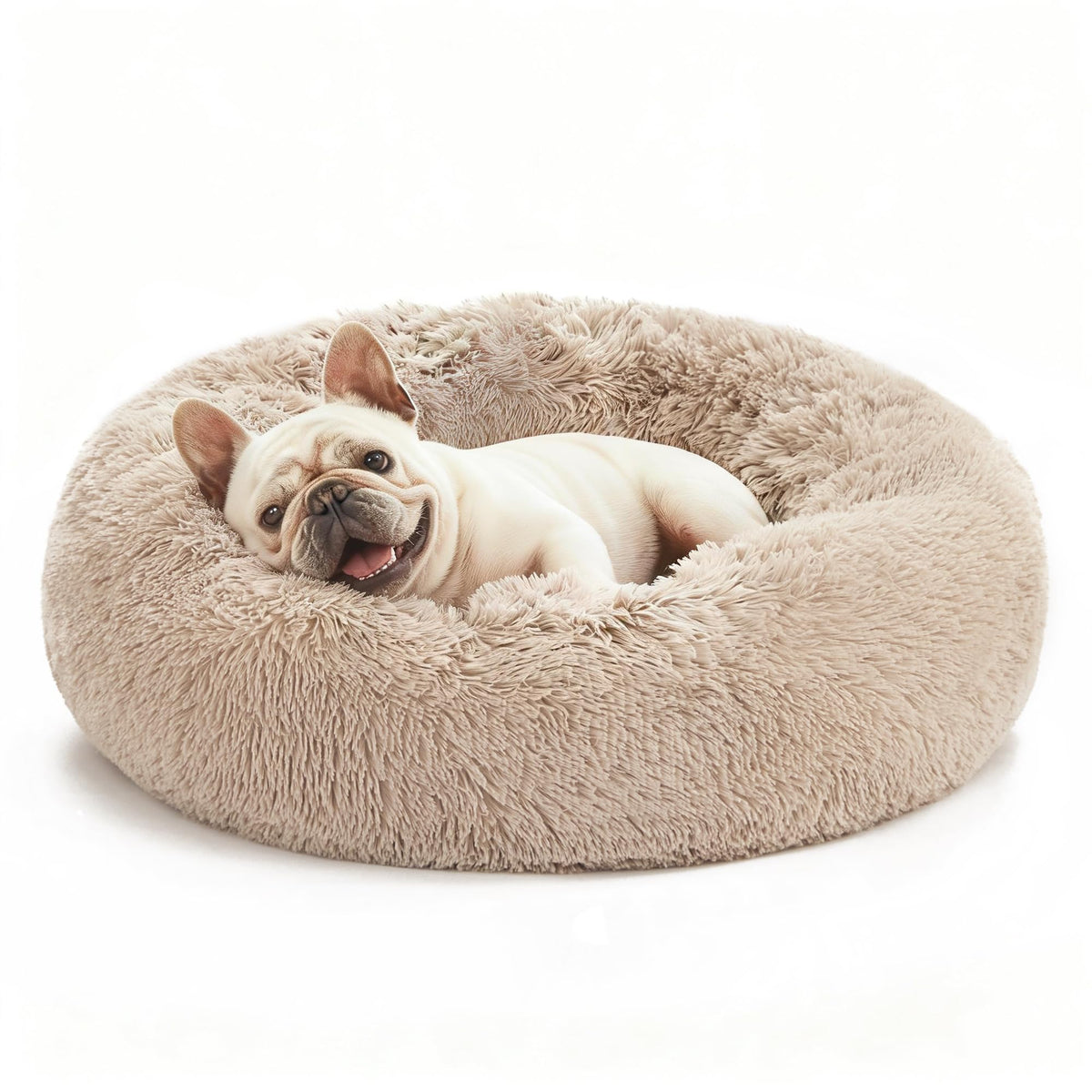Love's cabin calming-cat-bed with faux fur for indoor cats.