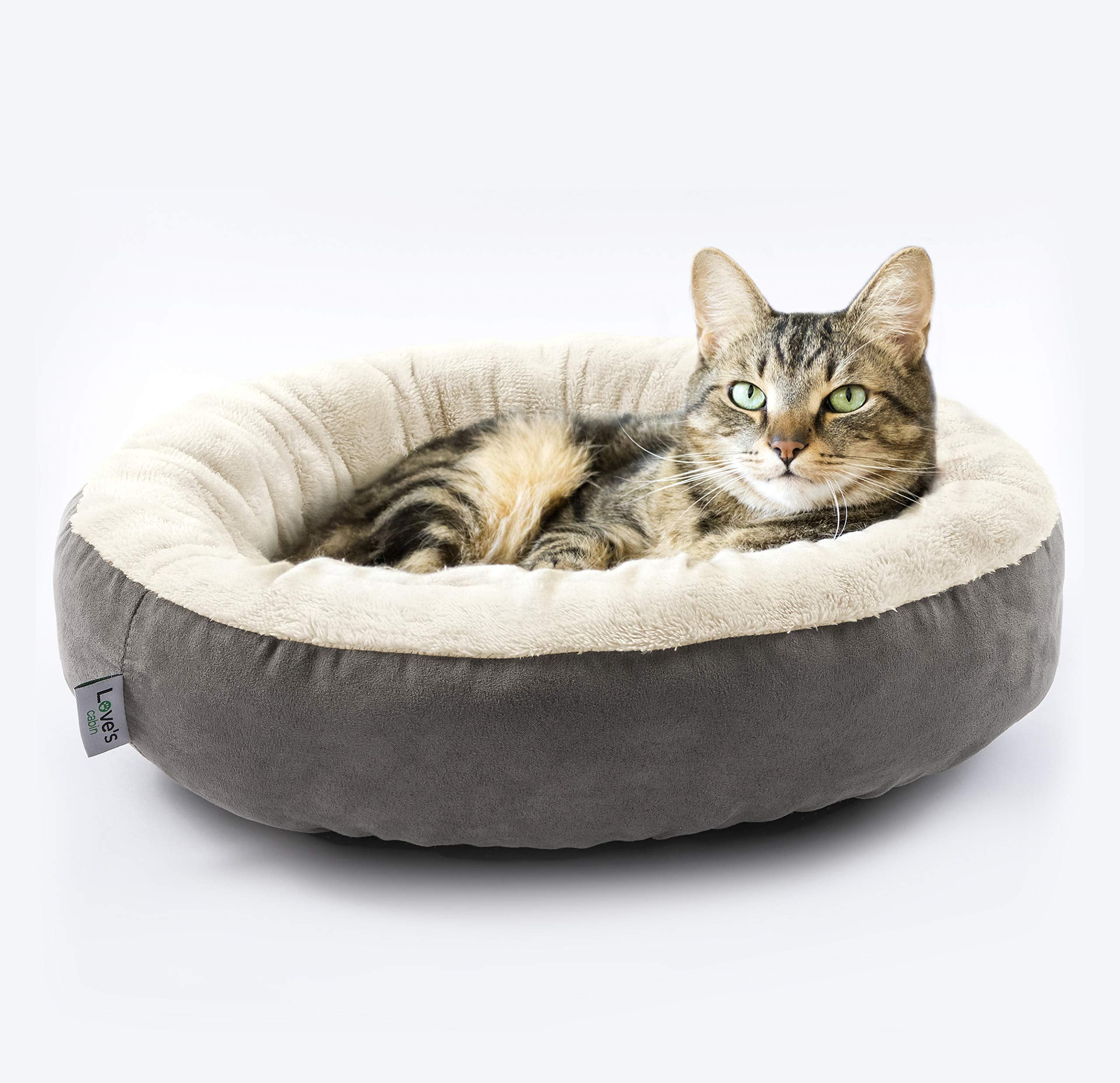 Love's cabin cat dog bed placed in living room for lounging