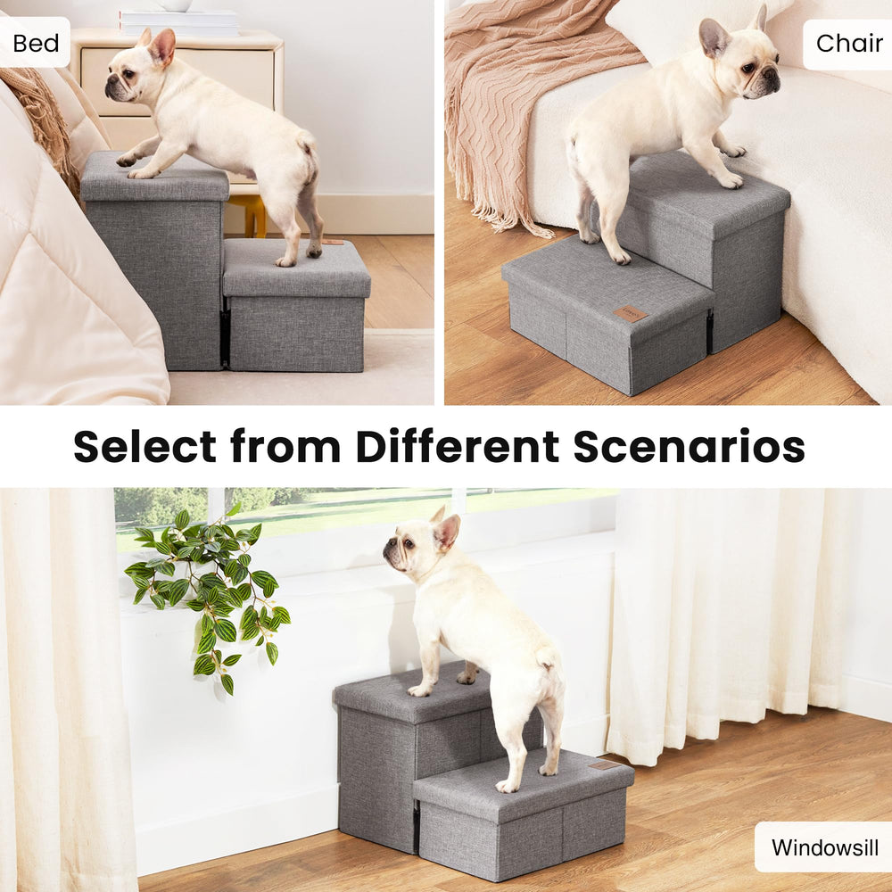Love's cabin dog stairs ready-to-use with quick assembly.