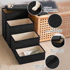 Love's cabin dog stairs 4-step design enables easy bed or couch access.