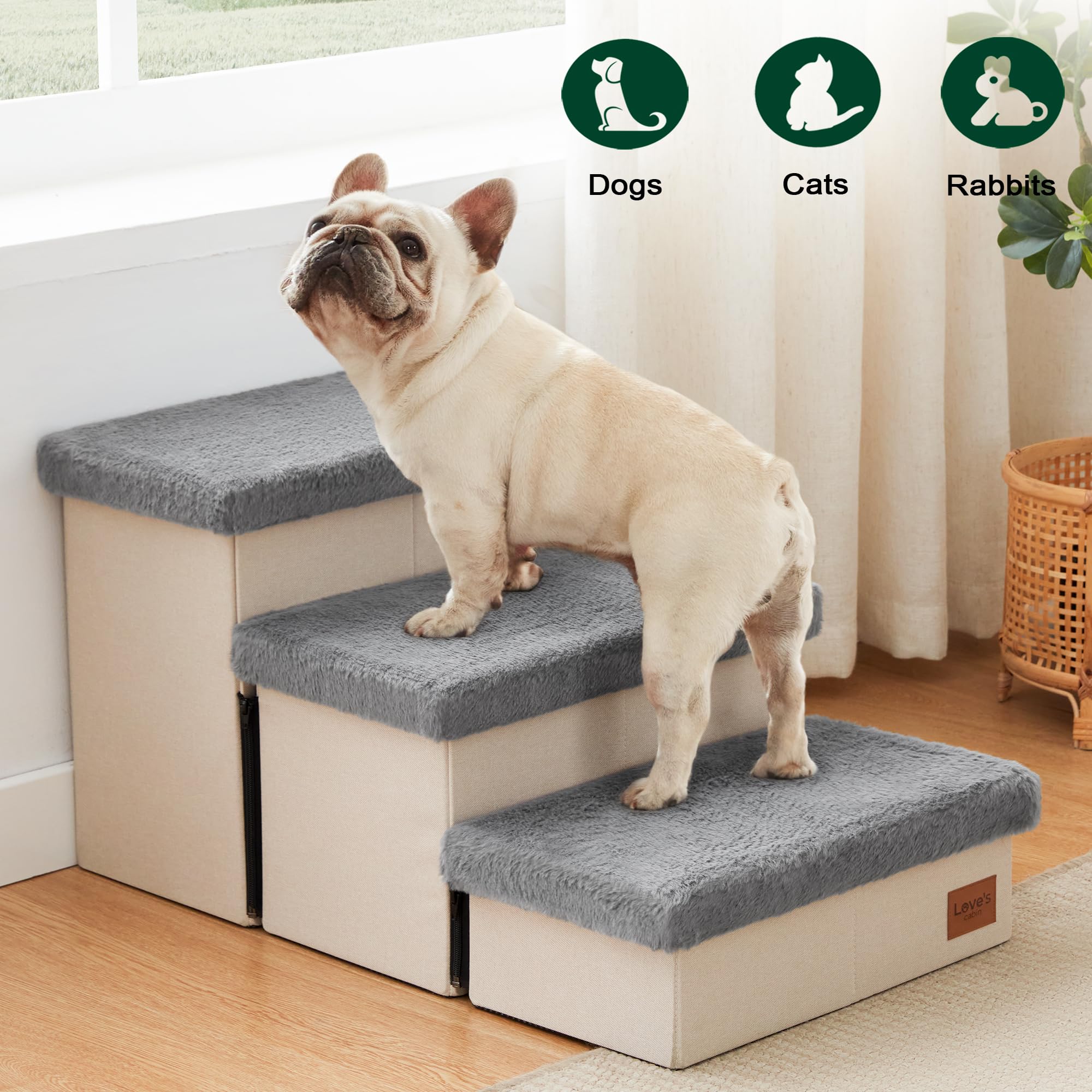 Love's cabin dog stairs come with quick assembly guidance for setup