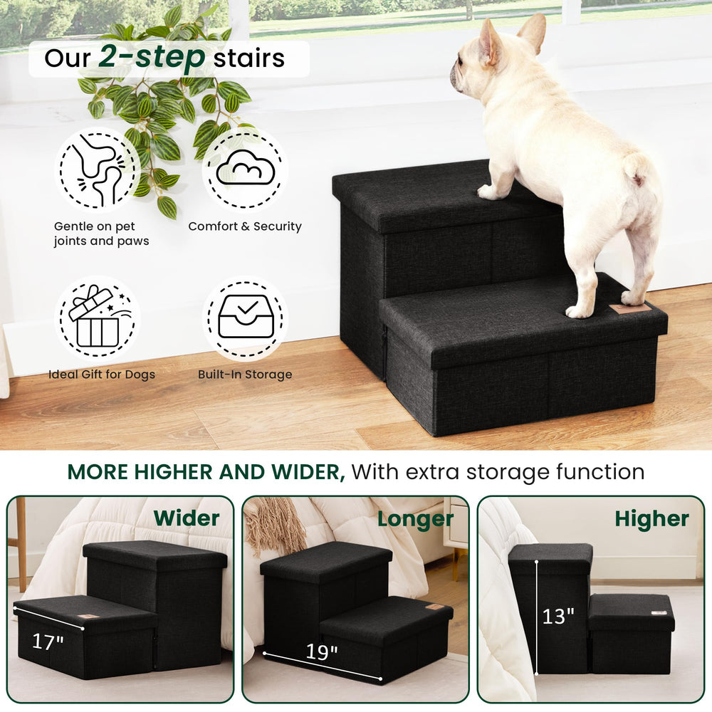Against a bed, 13-inch height helps pets climb safely.
