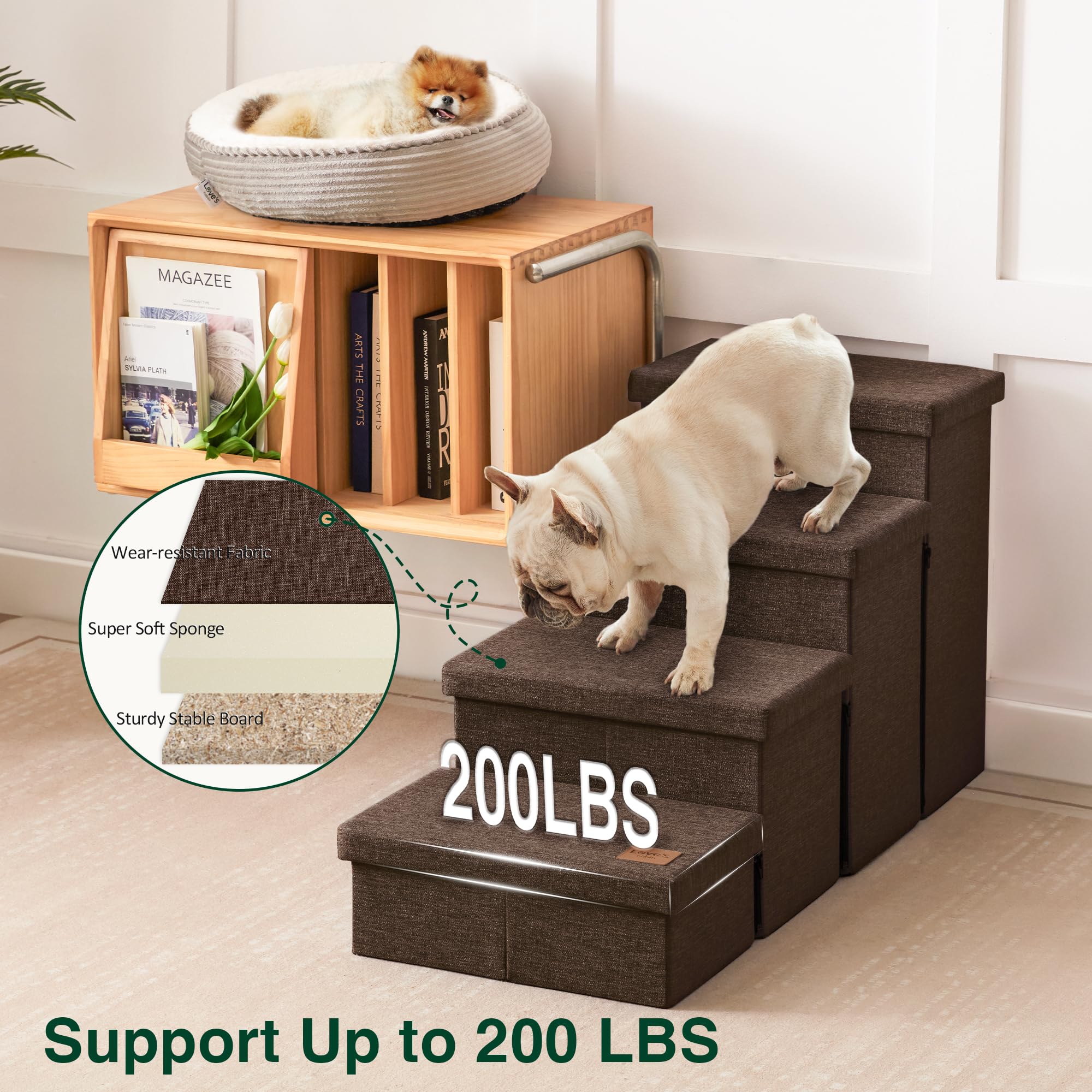 Love's cabin dog stairs folded compactly for easy storage