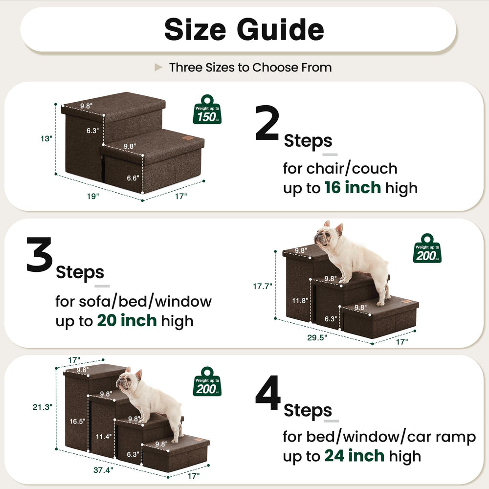 Love's cabin dog stairs with storage compartments hold leashes and blankets