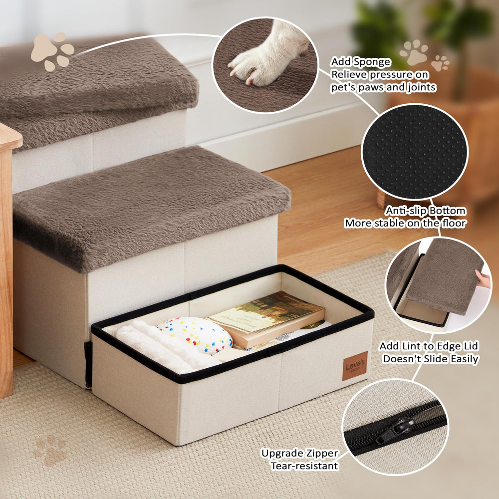 Love's cabin dog stairs foldable design makes storage quick and portable.