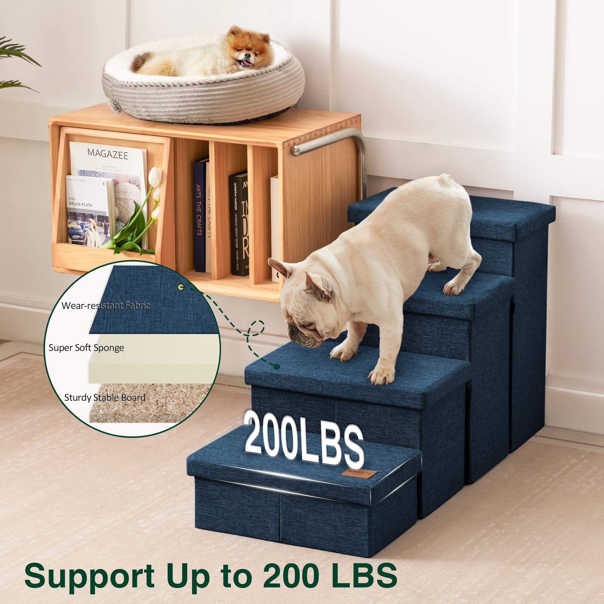 Love's Cabin stairs folded flat for compact storage