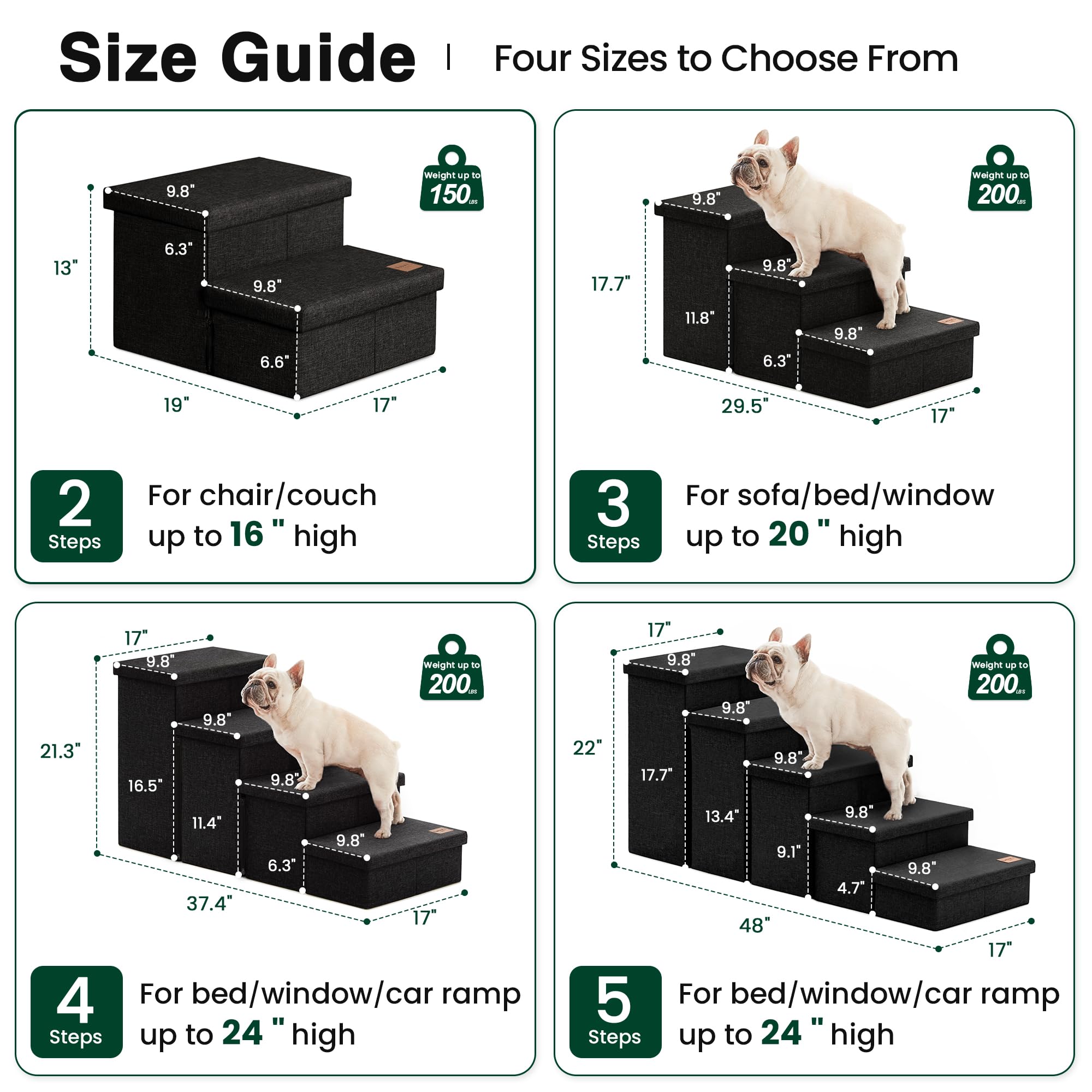 Love's cabin dog stairs folded for portability, easy to stow after use.