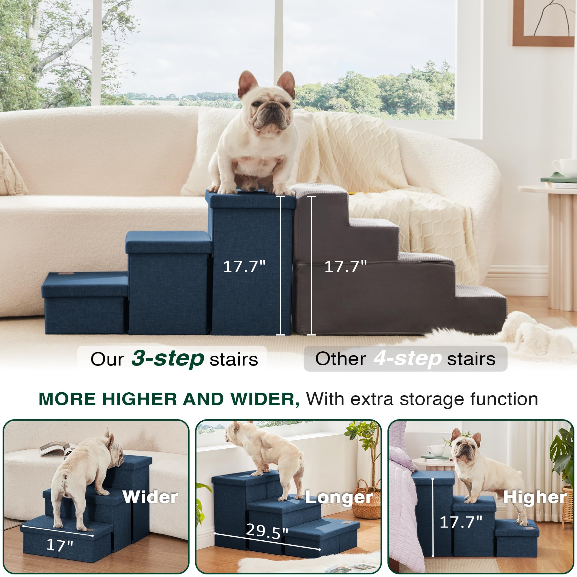 Love's cabin navy blue fabric with non-slip base supports up to 200 lbs.