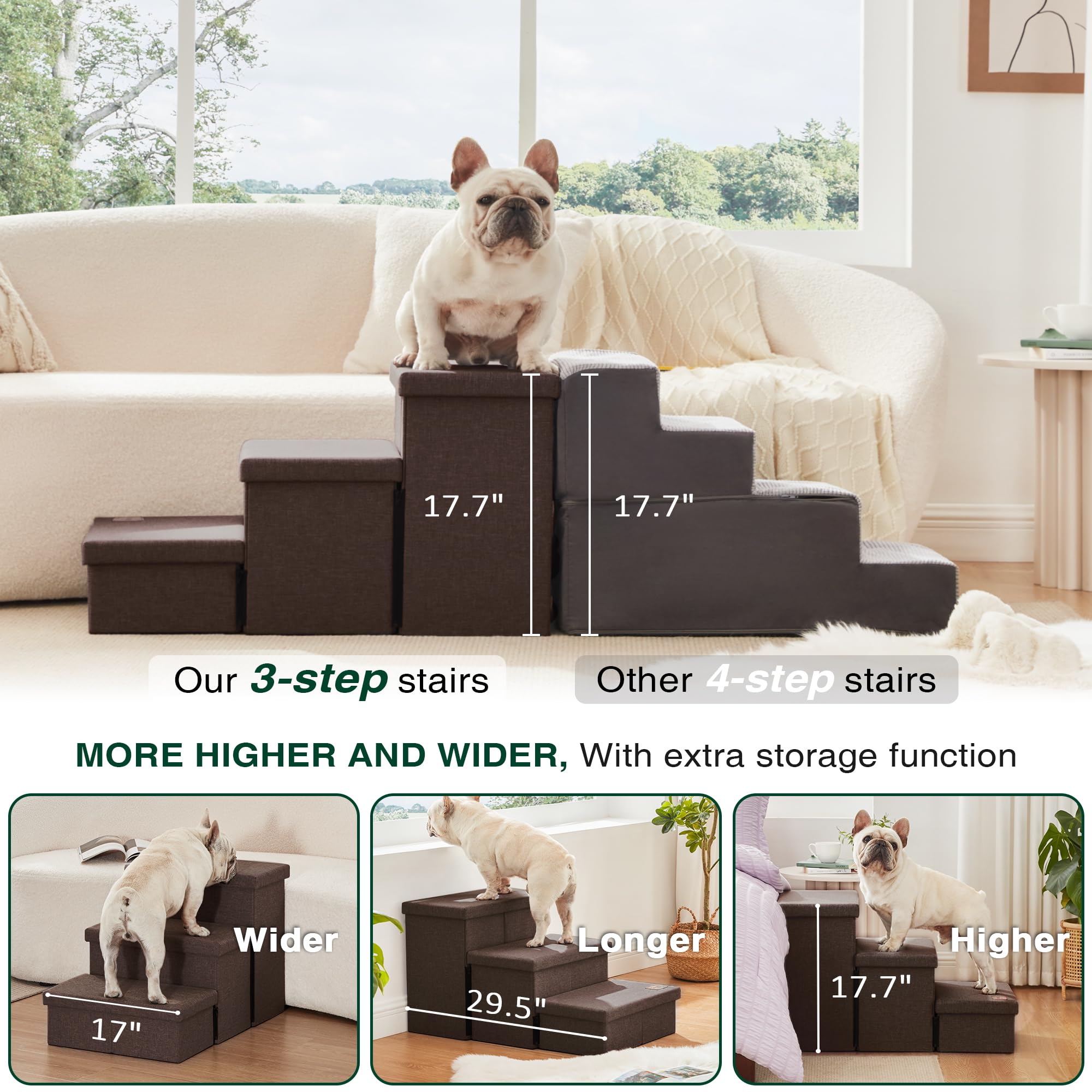 Love's cabin dog stairs non-slip bottom for steady access