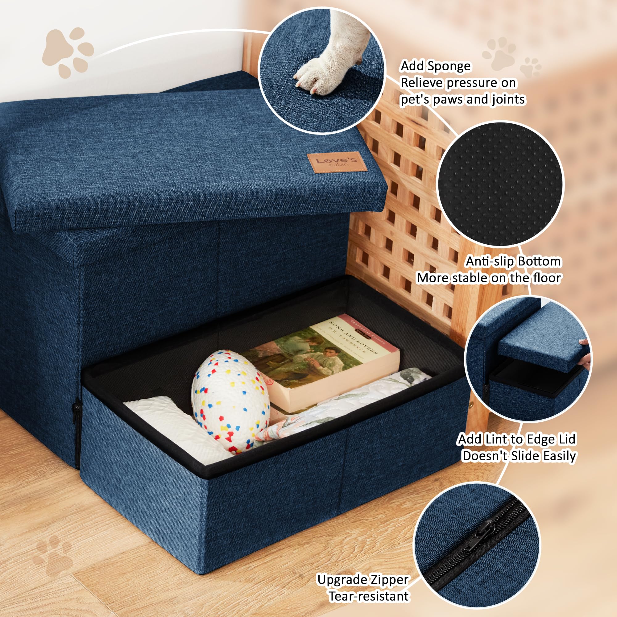 Love's cabin dog stairs with non-slip bottom ensure stable climbing