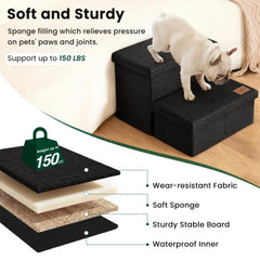 Love's cabin dog stairs non-slip bottom keeps steps steady on carpet or hardwood.