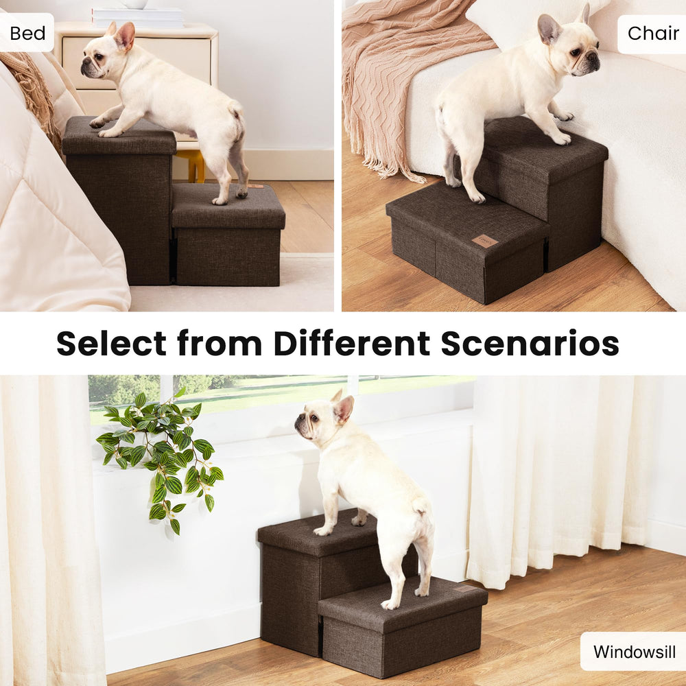 Love's cabin dog stairs folded for travel and storage