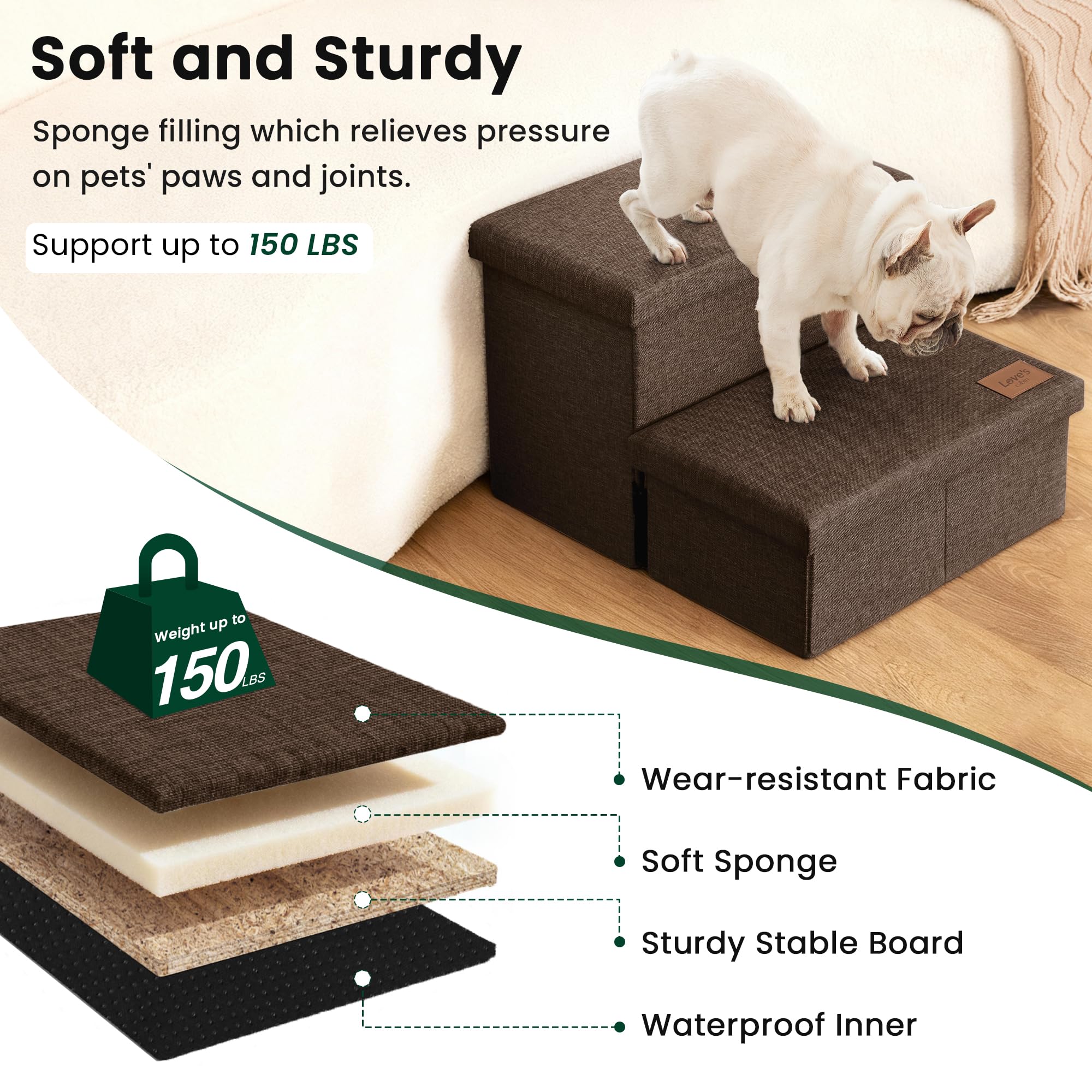 Love's cabin dog stairs storage compartments keep gear organized
