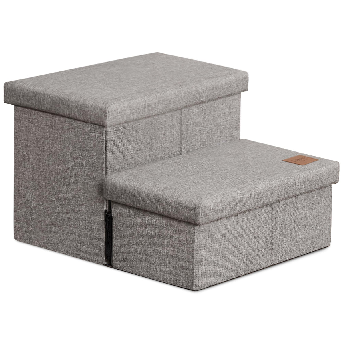 Love's cabin dog stairs with storage folded for easy transport.