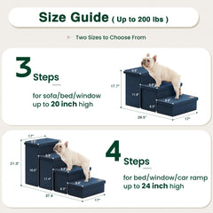 Love's Cabin dog stairs showing storage compartments beneath steps