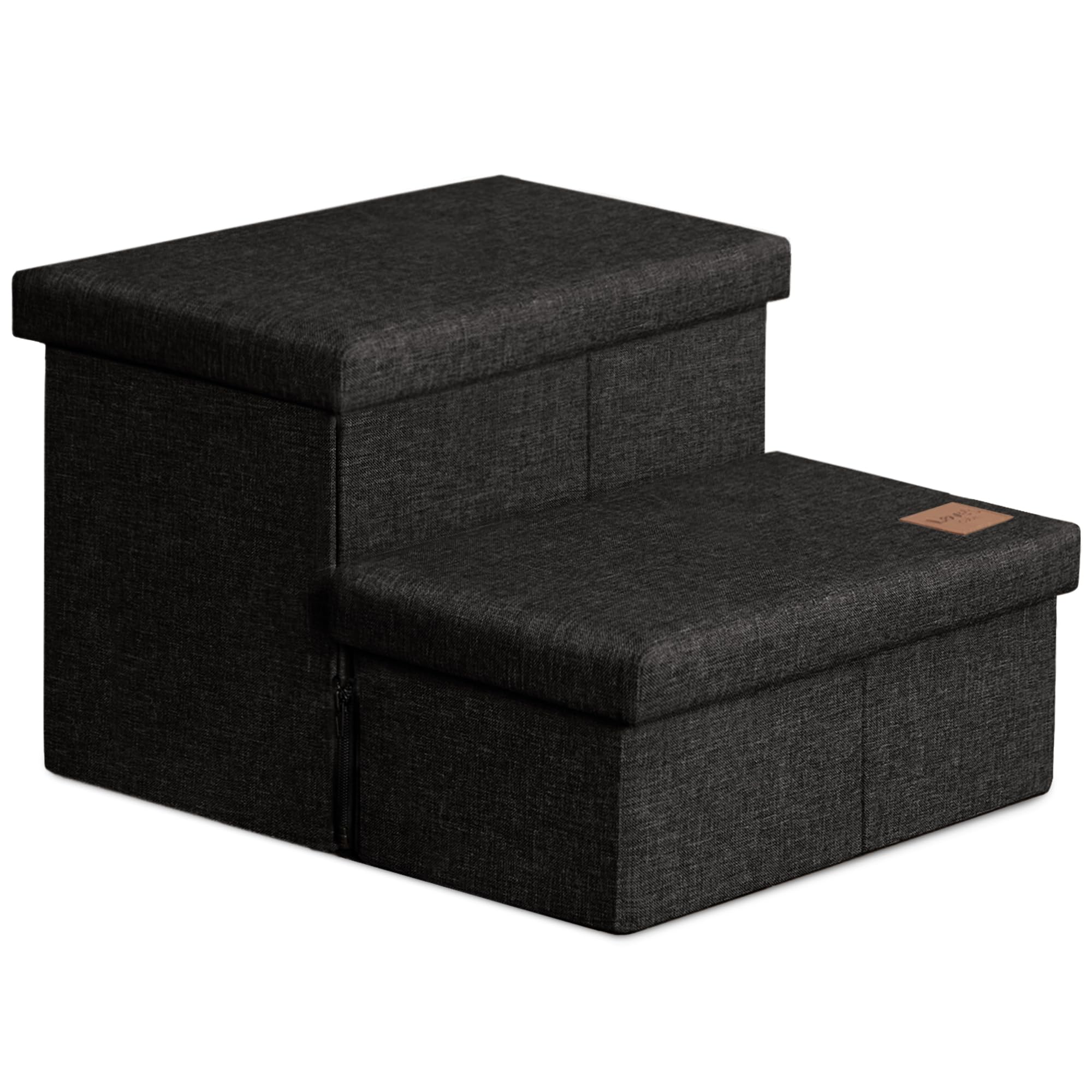 Love's cabin dog stairs with storage, full view, stable steps for pets up to 150 lbs.