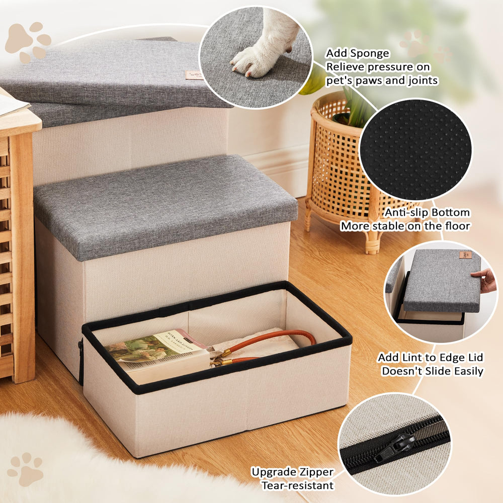 Love's cabin dog stairs show a non-slip base for stable climbs.