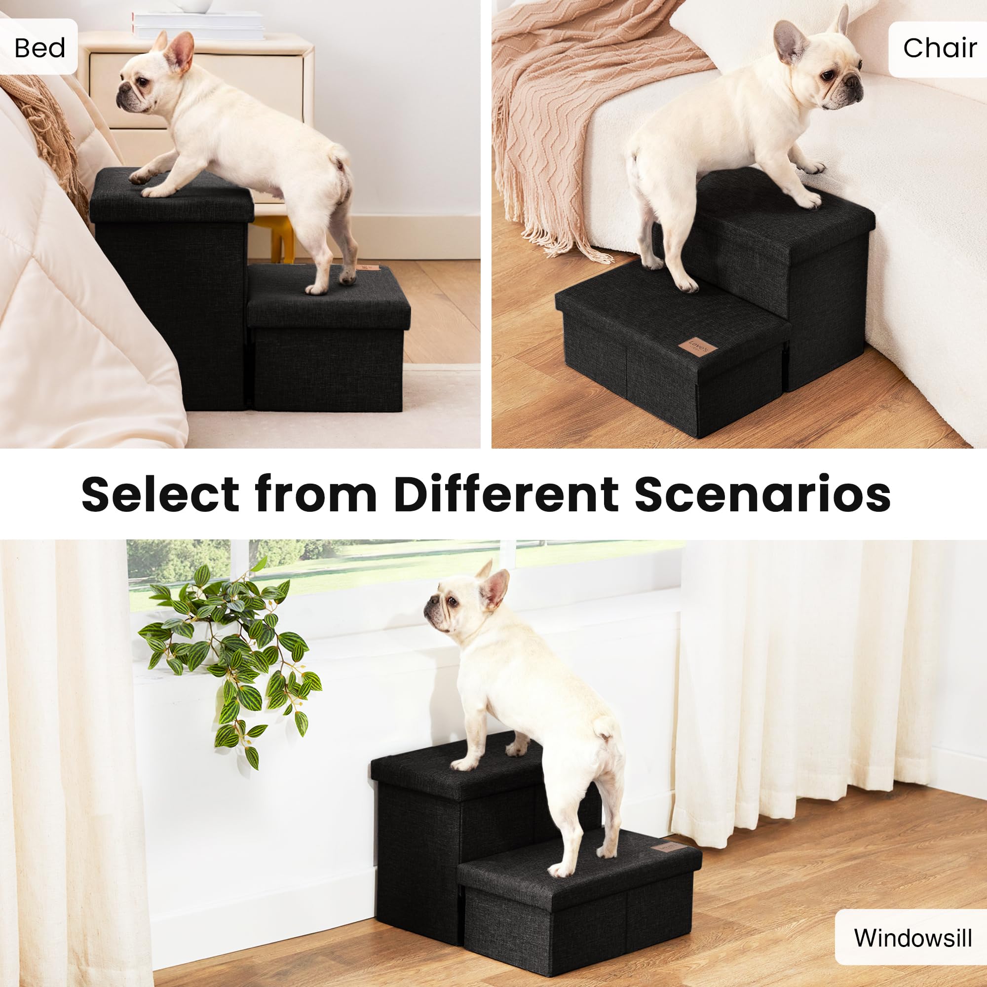 Two-step design suits small to large dogs and cats.