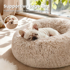 Love's cabin round donut-dog-bed in black with soft lining.