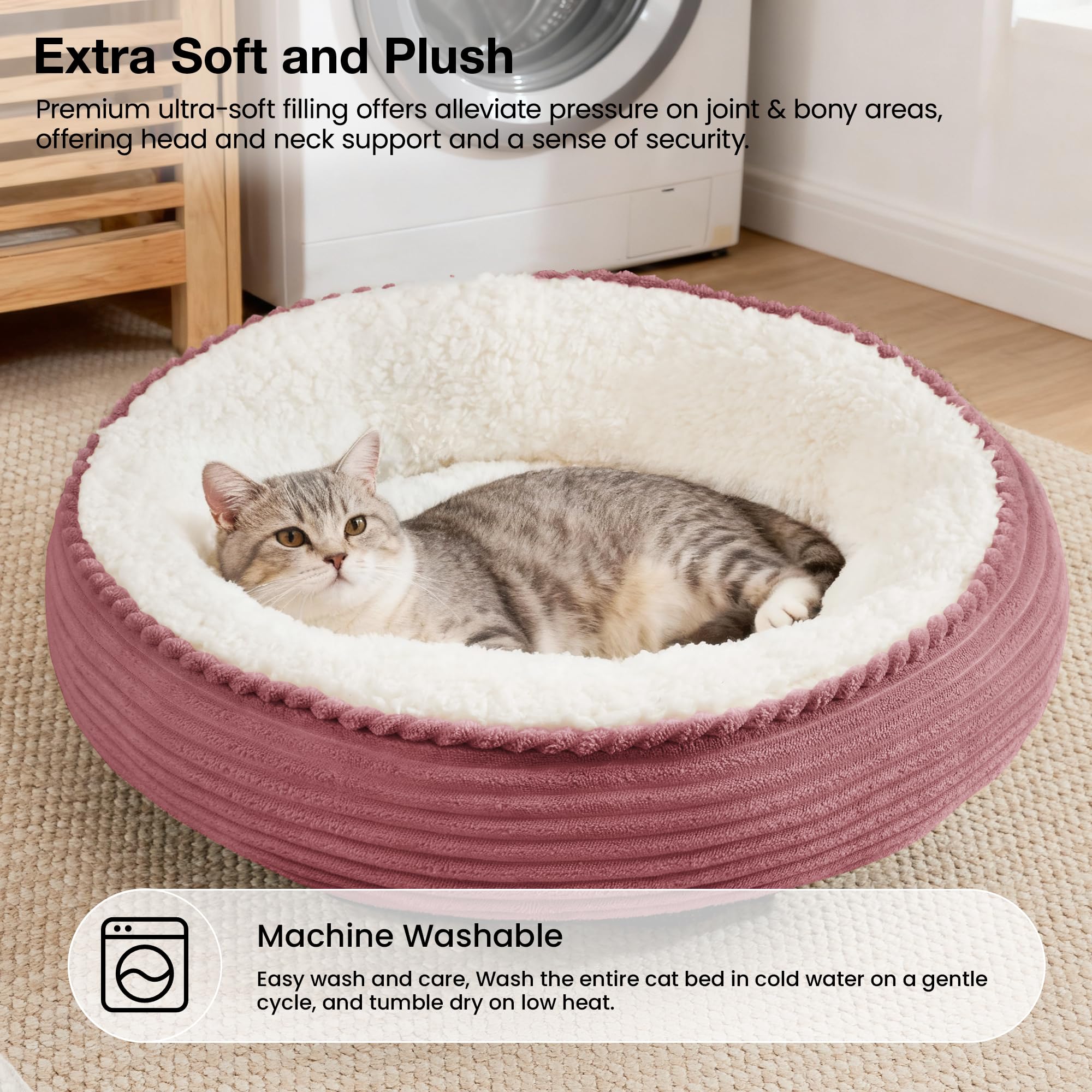 Love's cabin dusty-rose stripe fabric closeup highlights premium texture and cozy aesthetics.