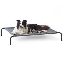 Love's cabin elevated cooling dog bed top view showing breathable mesh