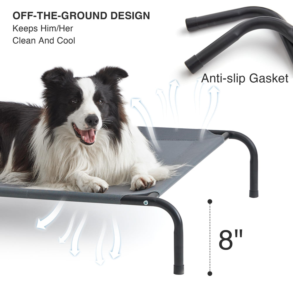 Love's cabin elevated dog bed side view highlighting height