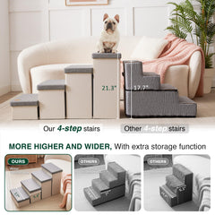 Love's cabin foldable dog stairs shown in compact fold for easy storage.