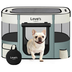 Love's cabin pet playpen assembly shows quick indoor setup.