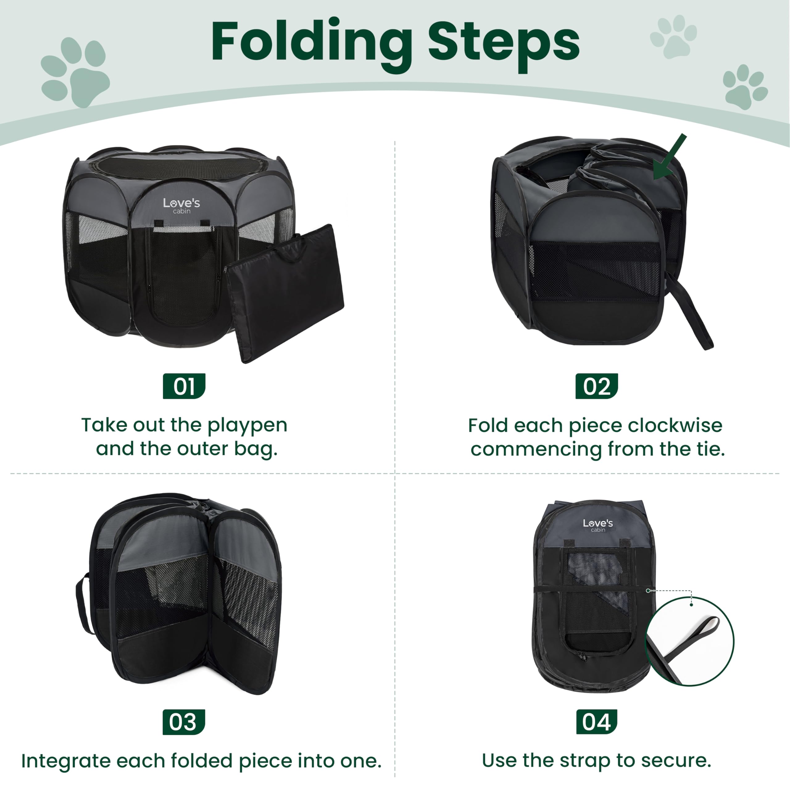 Love's cabin playpen large 38x38x23 inches fits larger pets.