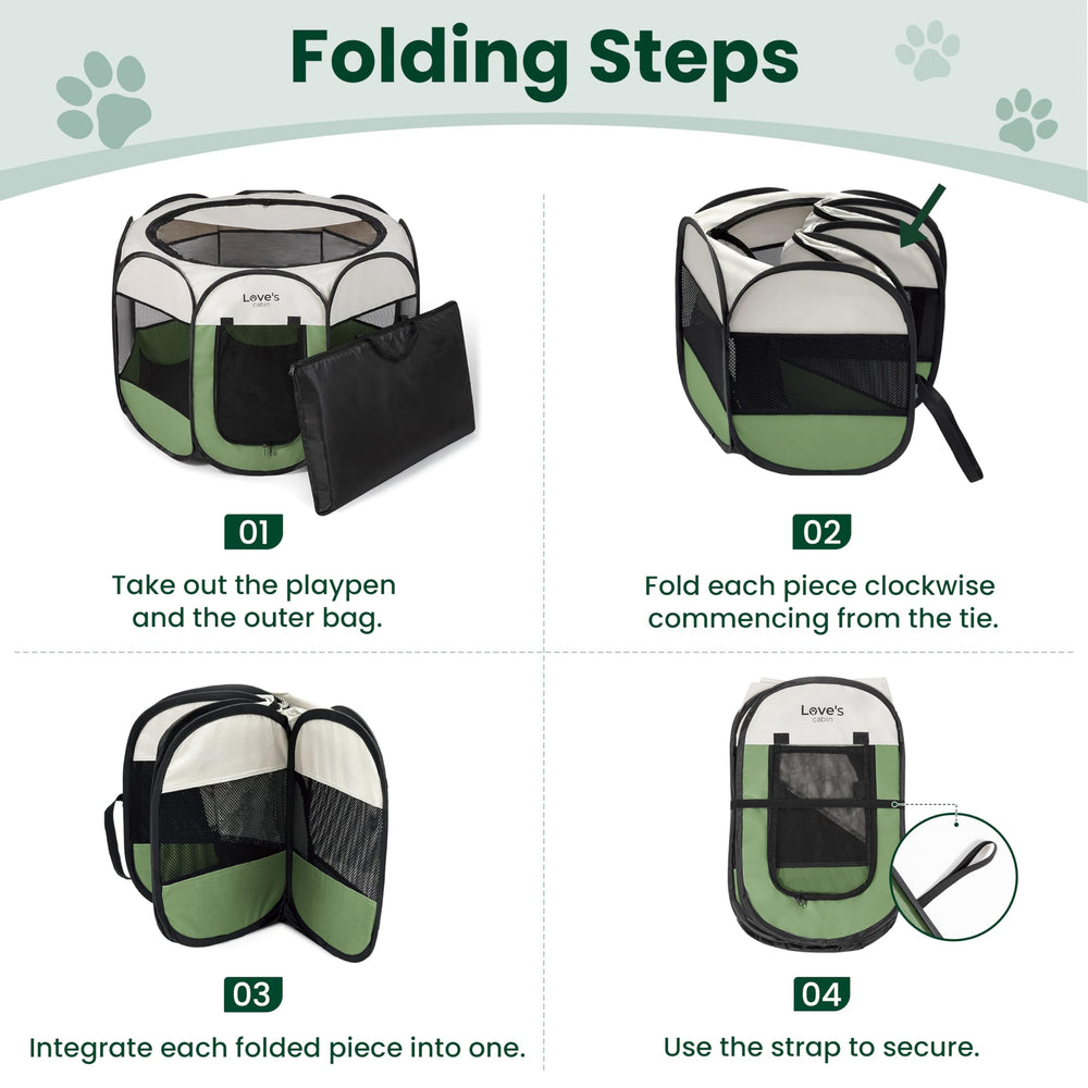 Love's cabin pet playpen olive green suitable for indoor and outdoor use