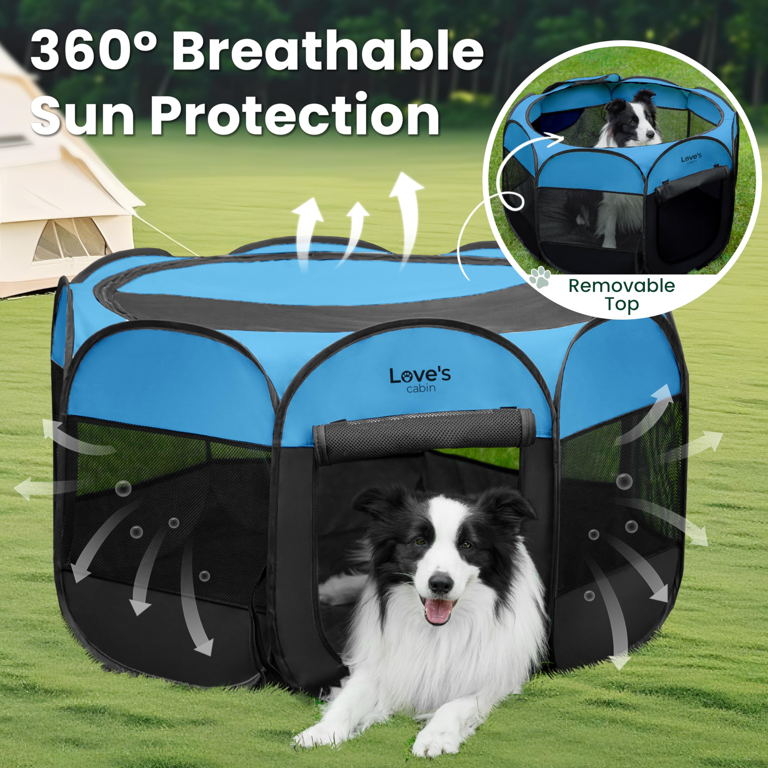 Love's cabin easy to clean with wipeable mesh and fabric.