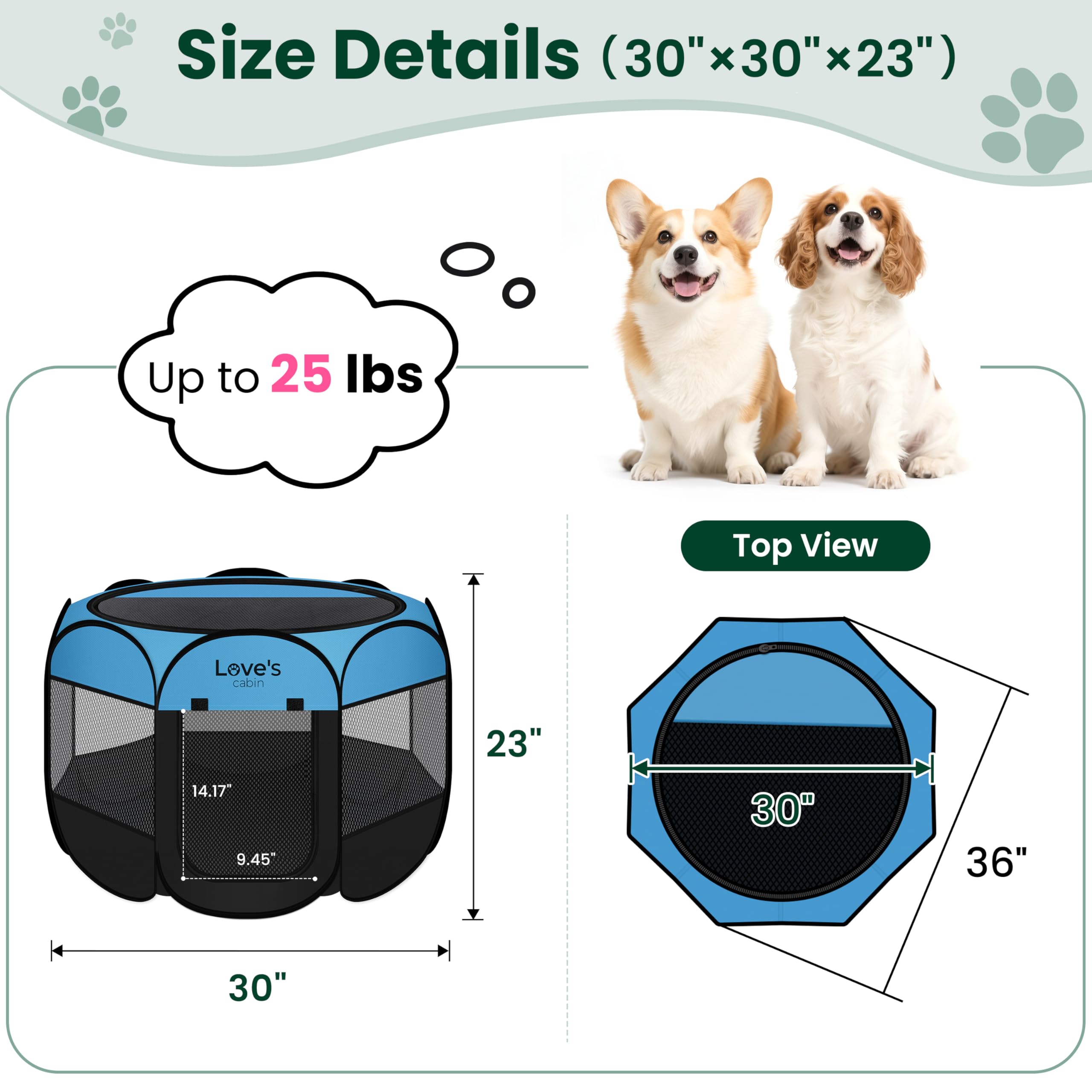 Love's cabin removable top provides shade and ventilation for outdoor use.