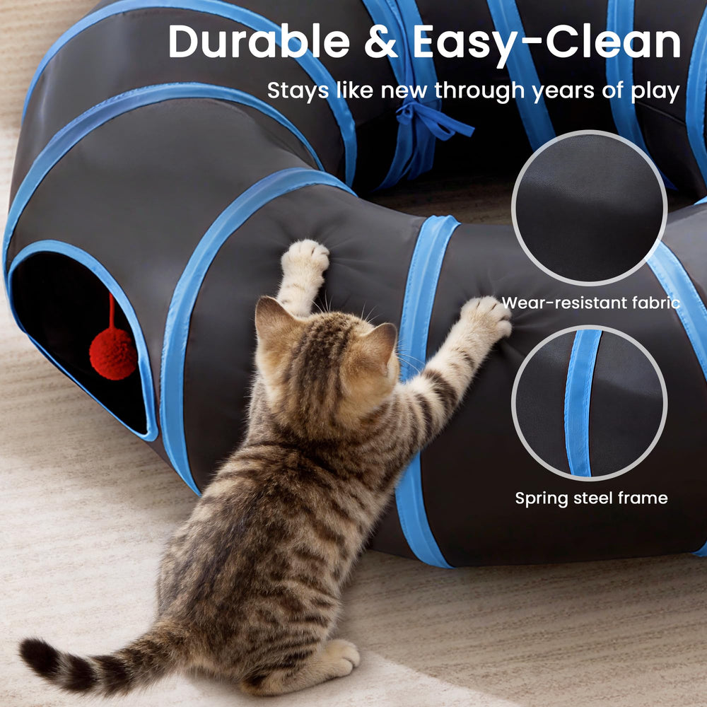 Love's cabin Round Cat Tunnel reinforced frame for safe activity.