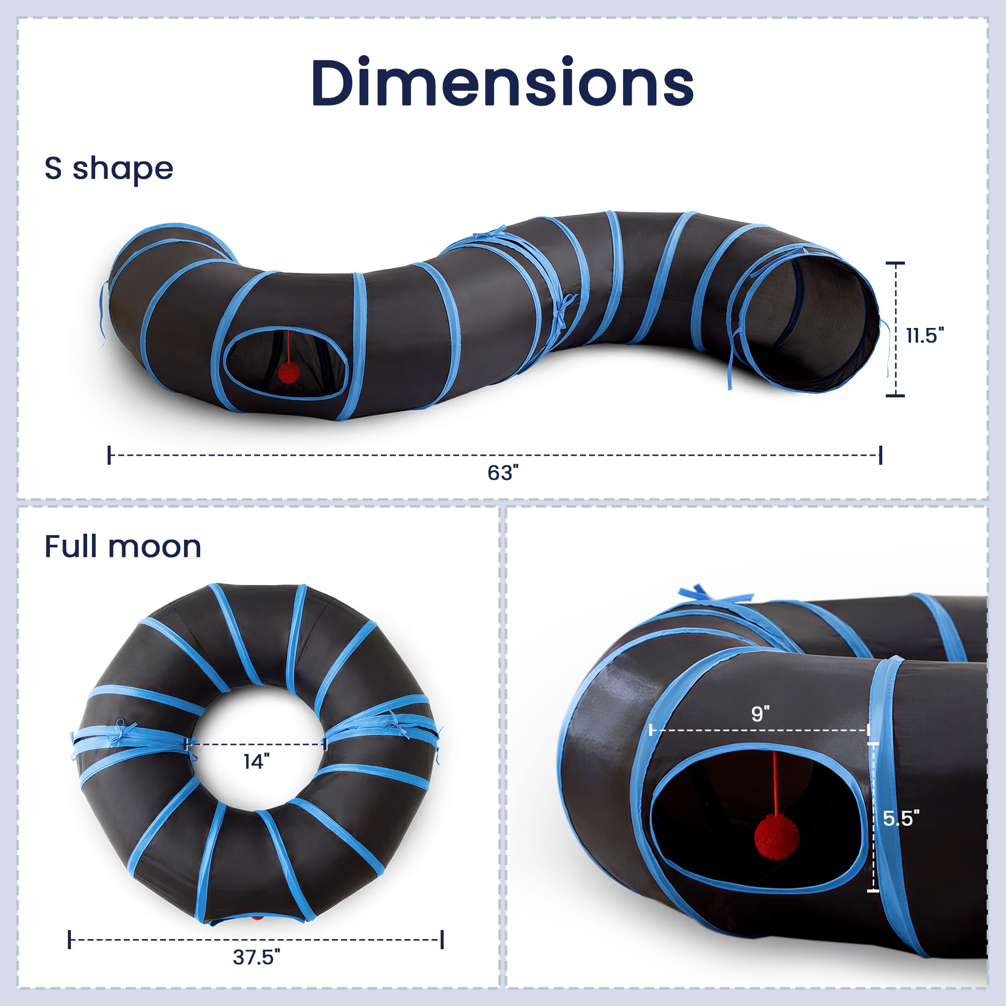 Love's cabin Round Cat Tunnel featuring hanging ball for chase play.