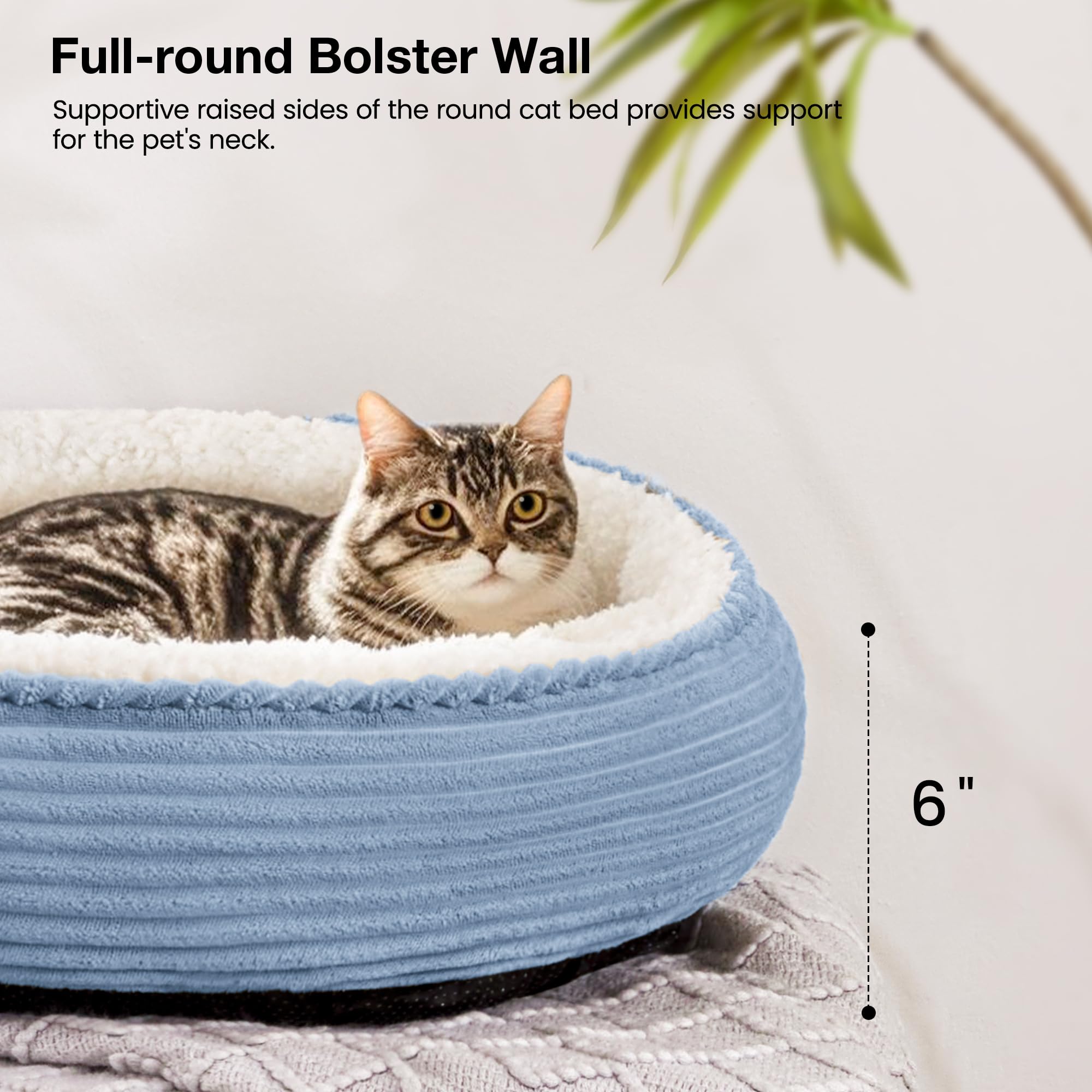 Love's cabin round donut bed non-slip bottom keeps bed steady on smooth floors