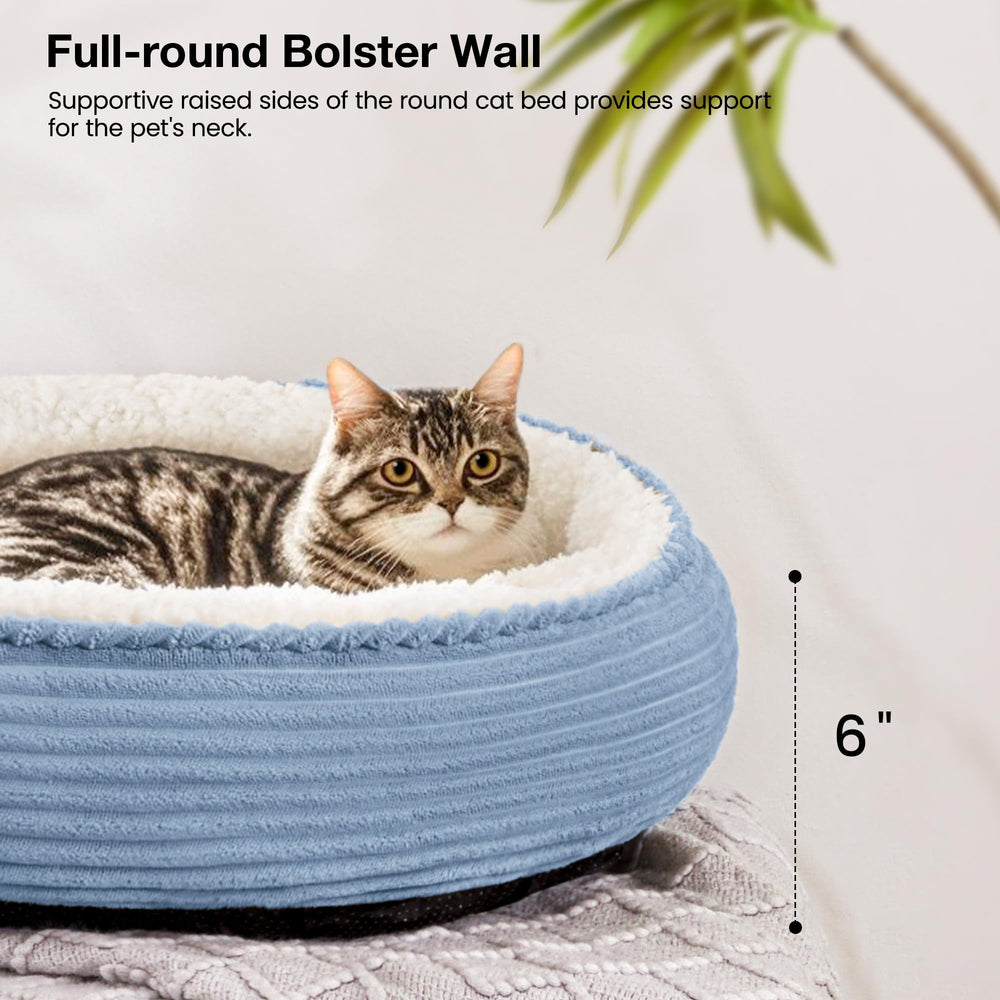 Love's cabin round donut bed non-slip bottom keeps bed steady on smooth floors