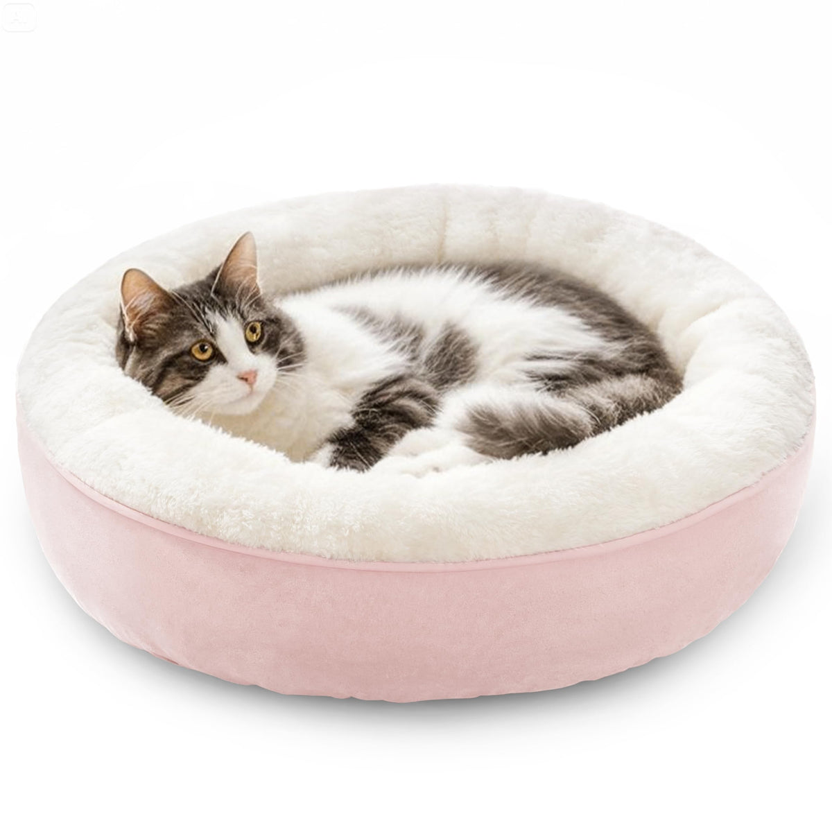 Love's cabin round donut bed 20in pink for cozy naps and support.