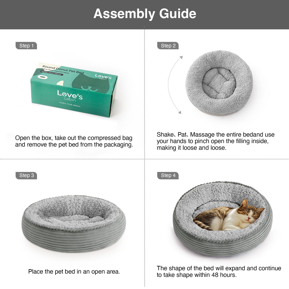Love's cabin round donut bed 20-inch size ideal for cats and small dogs
