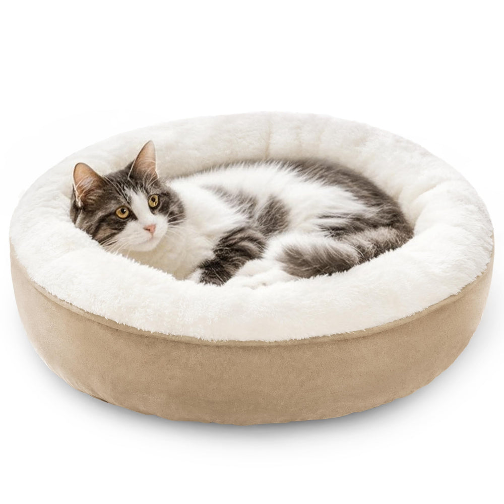 Love's cabin round donut bed camel for small pets warm resting space